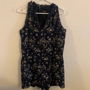 LOFT Navy Blue Floral Romper Size Medium